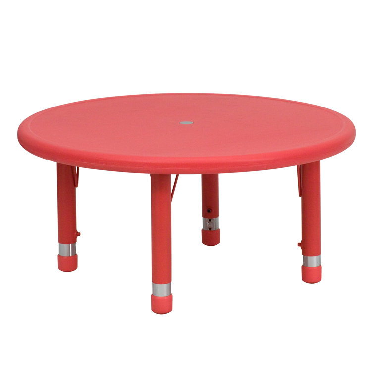 Green 33" Round Plastic Adjustable Height Activity Table