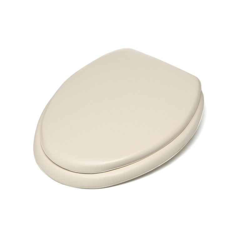 Bone Vinyl Foam Cushioned Elongated Toilet Seat