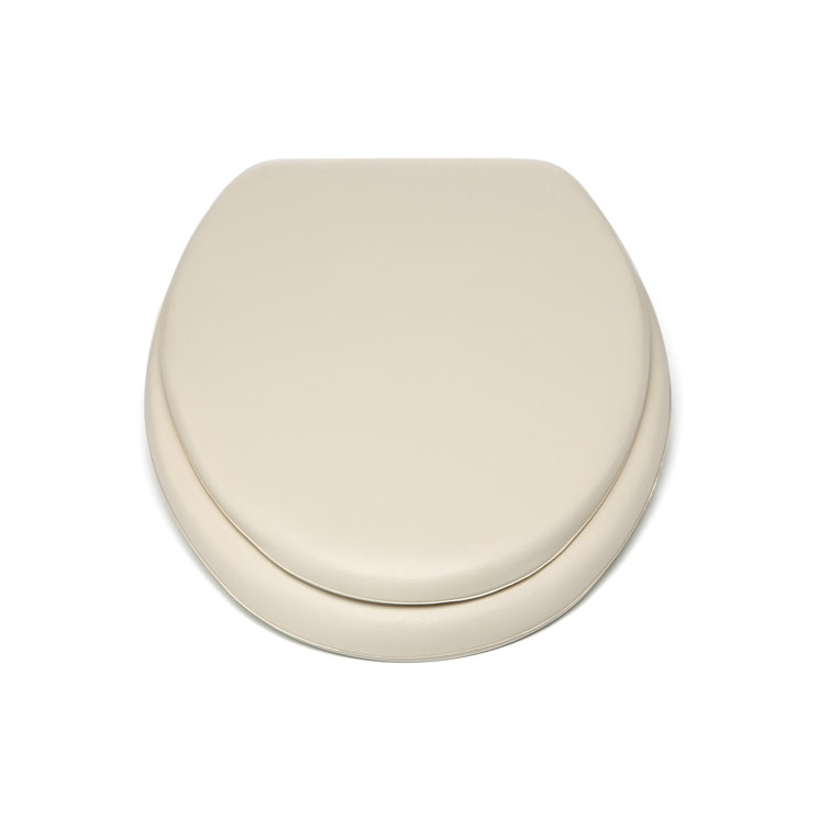 Bone Vinyl Foam Cushioned Elongated Toilet Seat