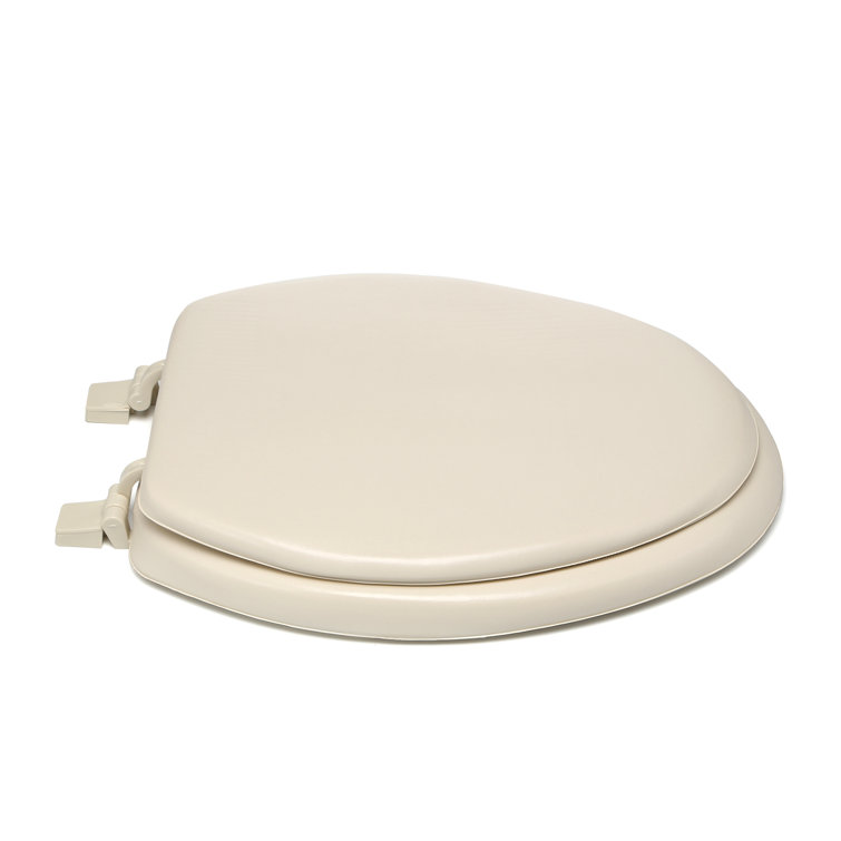 Bone Vinyl Foam Cushioned Elongated Toilet Seat