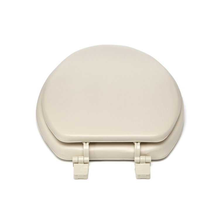 Bone Vinyl Foam Cushioned Elongated Toilet Seat