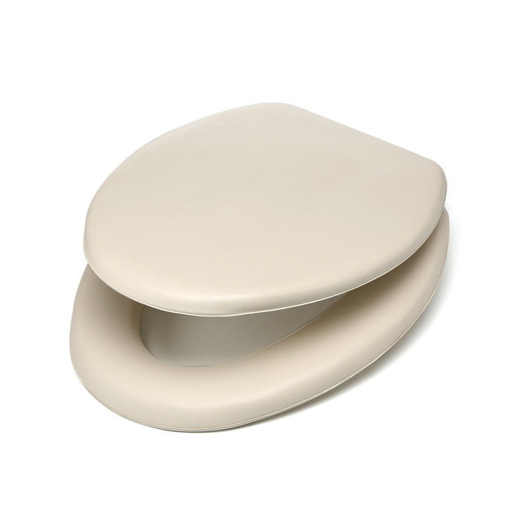 Bone Vinyl Foam Cushioned Elongated Toilet Seat