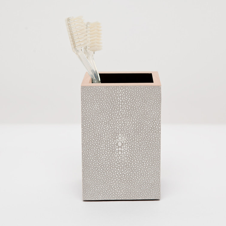 Sand Shagreen Pattern Toothbrush Holder with Veneer Trim