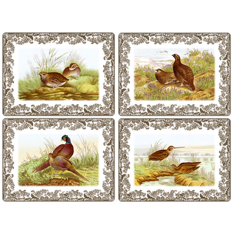 Woodland Wildlife Brown and White Hardboard Placemats Set of 4