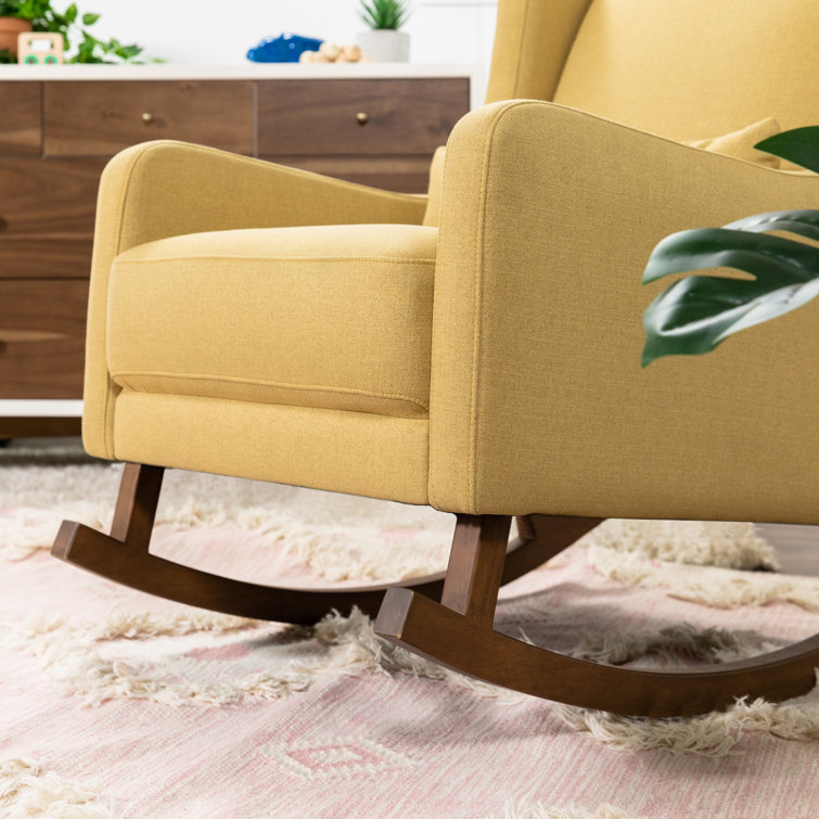 Mid-Century Dijon Eco-Twill Rocking Chair with Dark Legs