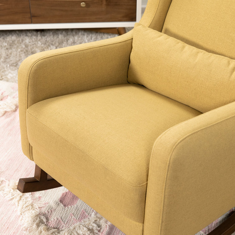 Mid-Century Dijon Eco-Twill Rocking Chair with Dark Legs
