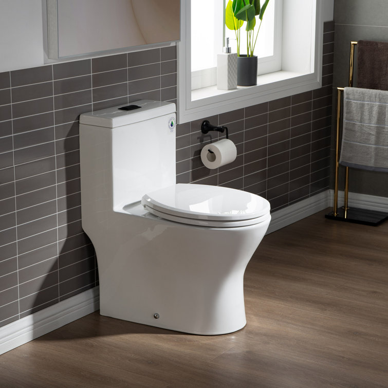 White Elongated Dual-Flush High Efficiency Toilet with Soft-Closing Seat