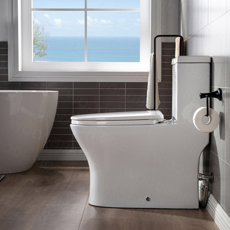 White High Efficiency Elongated One-Piece Toilet with Soft-Closing Seat