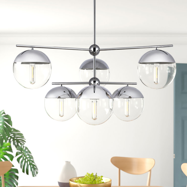Elegant Chrome and Clear Glass 36" Modern Pendant Light