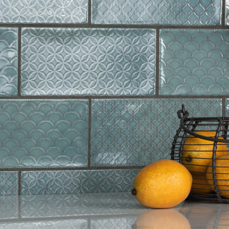 Camden 8" x 4" Emerald Ceramic Patterned Subway Tile
