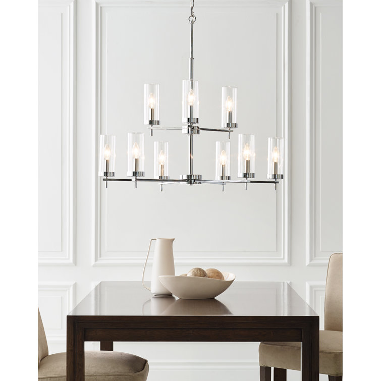 Zire Chrome 9-Light Chandelier with Clear Glass Shades