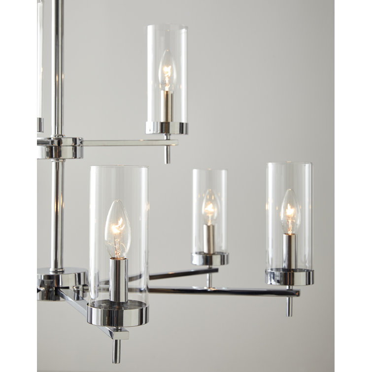 Zire Chrome 9-Light Chandelier with Clear Glass Shades