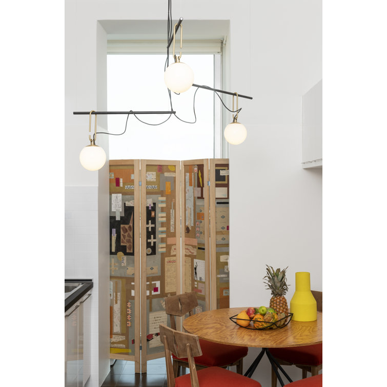 Elegant Cluster Globe Pendant Light in Brushed Brass and White Glass