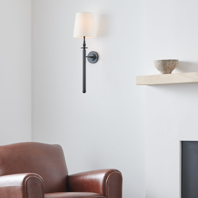 Capri Polished Nickel 1-Light Dimmable Sconce with White Linen Shade