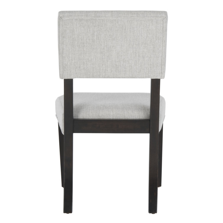 Luis High Back Black Wood Side Chair with Linen Upholstery