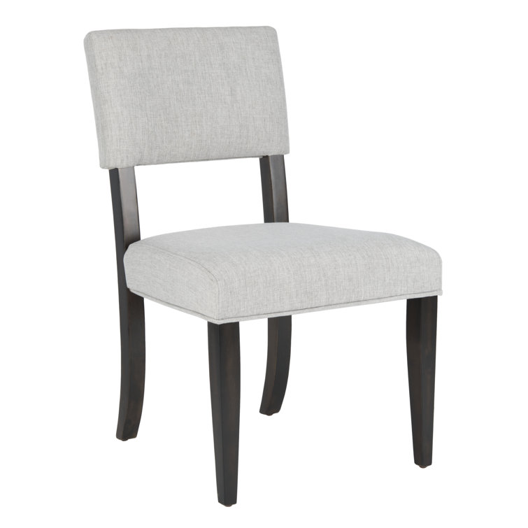 Luis High Back Black Wood Side Chair with Linen Upholstery