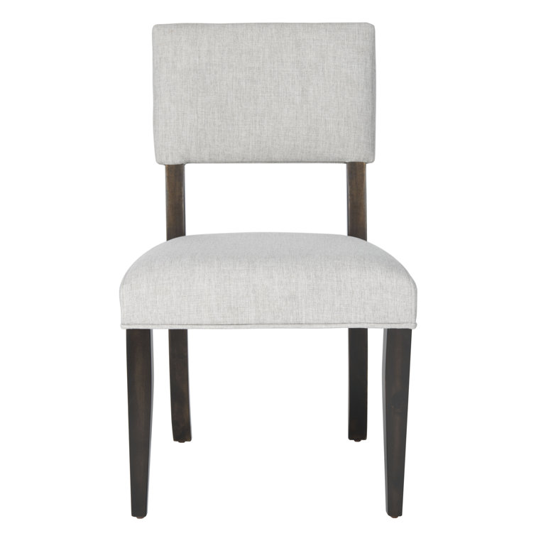 Luis High Back Black Wood Side Chair with Linen Upholstery