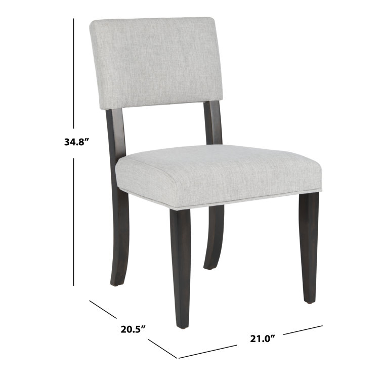 Luis High Back Black Wood Side Chair with Linen Upholstery