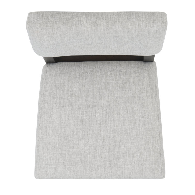 Luis High Back Black Wood Side Chair with Linen Upholstery