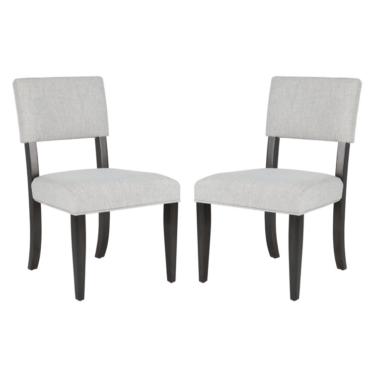 Luis High Back Black Wood Side Chair with Linen Upholstery