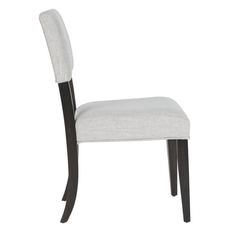 Luis High Back Black Wood Side Chair with Linen Upholstery