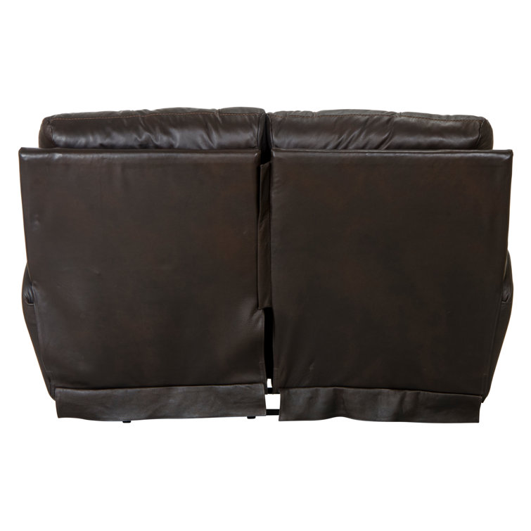 Chocolate Leather Power Reclining Loveseat with Pillow-Top Arms