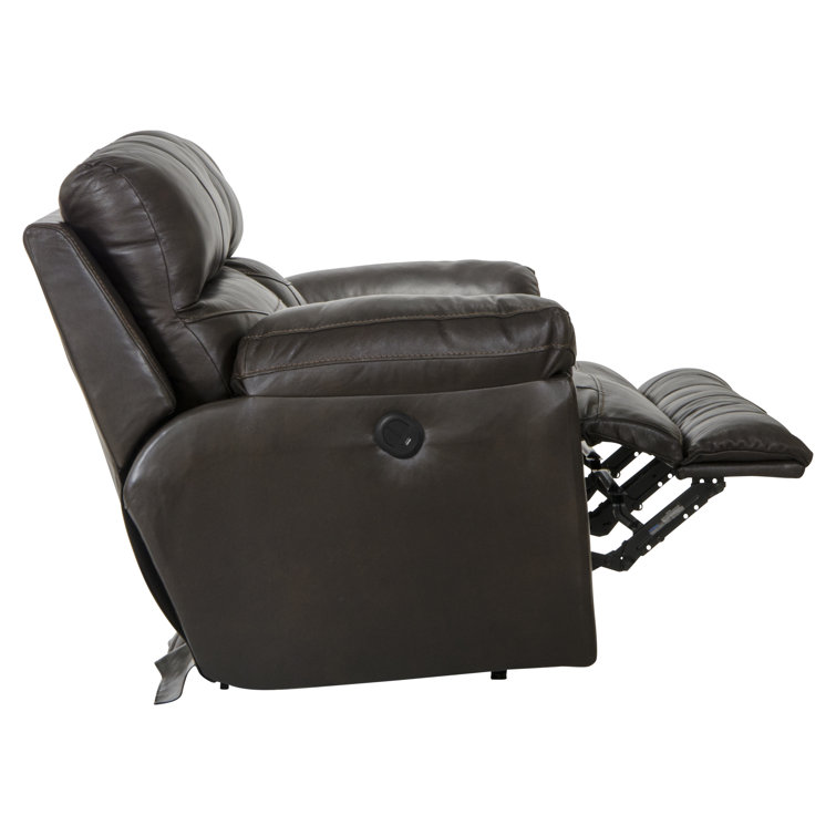 Chocolate Leather Power Reclining Loveseat with Pillow-Top Arms