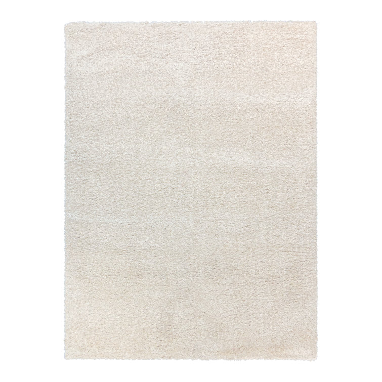 Ivory Tufted Shag Synthetic Easy Care Area Rug 31" x 72"
