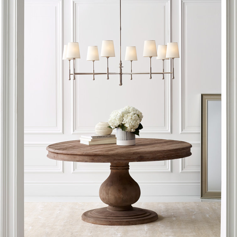 Aged Iron 8-Light Sputnik Chandelier with White Linen Shades