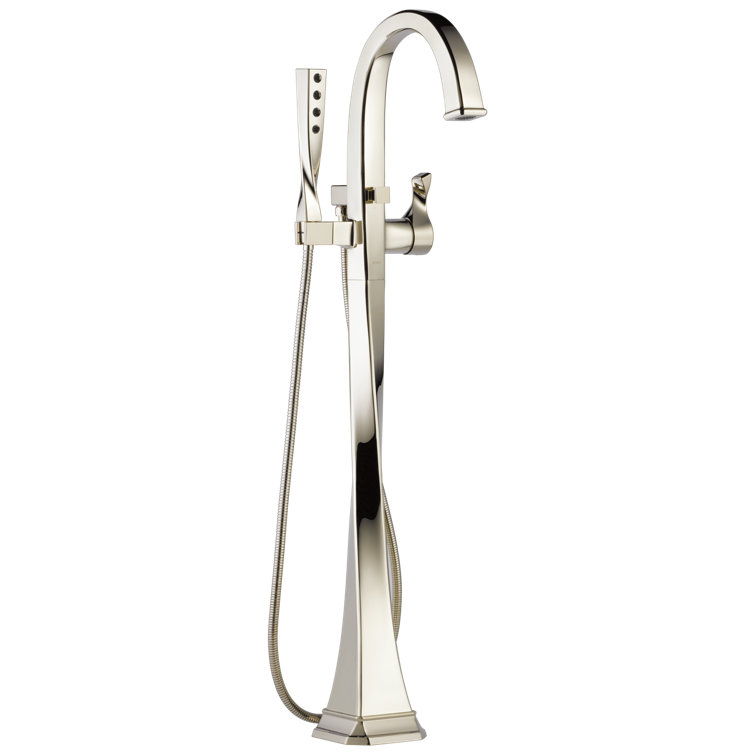 Polished Nickel Single-Handle Freestanding Tub Filler with Handshower