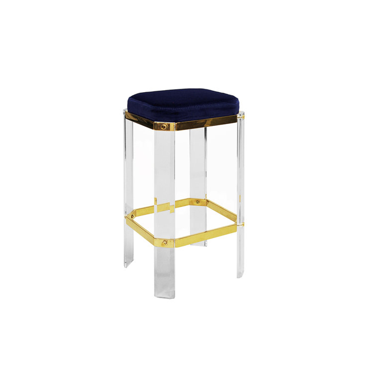 Dorsey Luxe Black Shagreen & Brass 27" Counter Stool