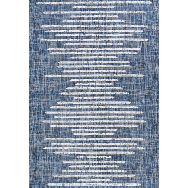 Bohemian Blue Stripe Washable Synthetic Rug - 3' x 5'