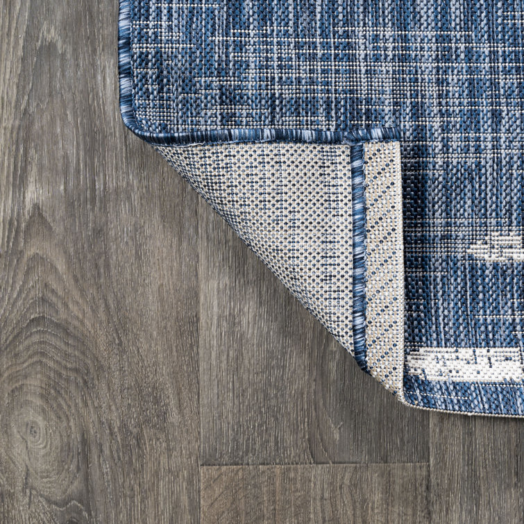 Bohemian Blue Stripe Washable Synthetic Rug - 3' x 5'