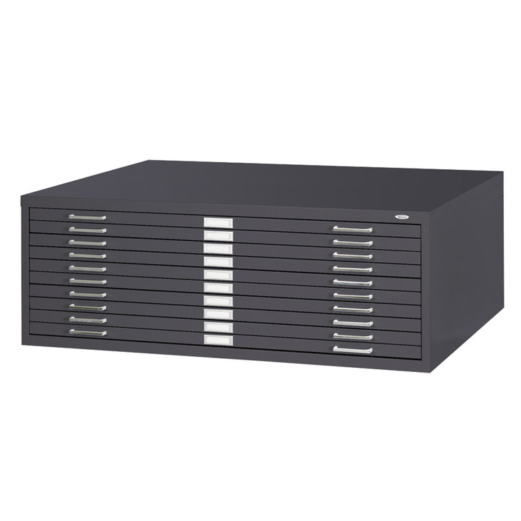 Black Modular 10-Drawer Steel Flat File Cabinet
