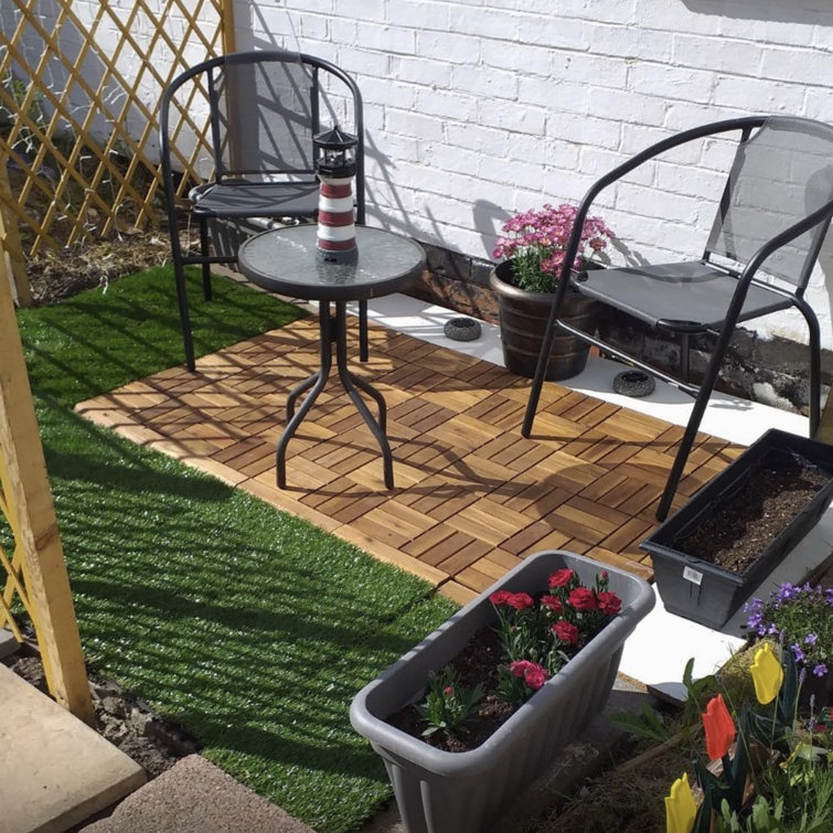 12" x 12" Natural Acacia Wood Interlocking Deck Tile