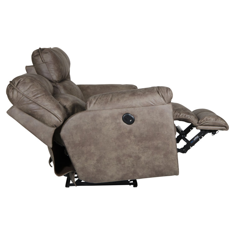 70" Brown Faux Leather Power Reclining Loveseat