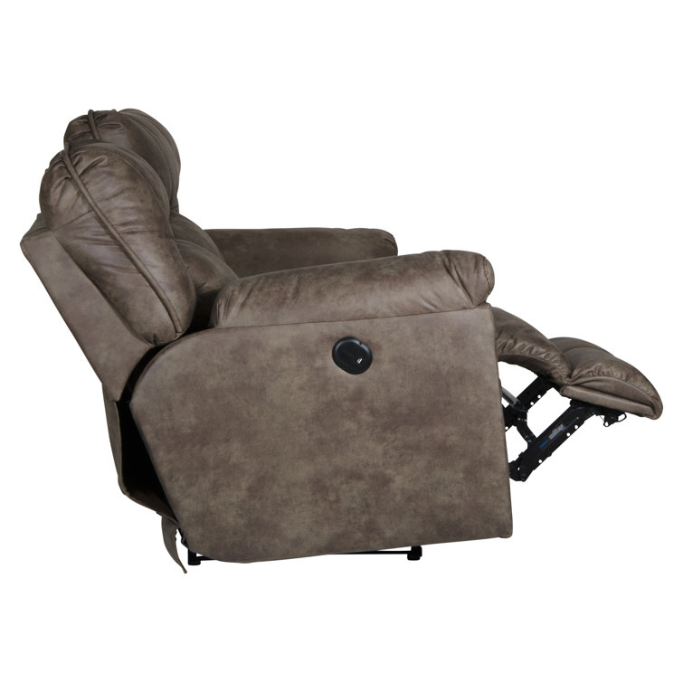 70" Brown Faux Leather Power Reclining Loveseat