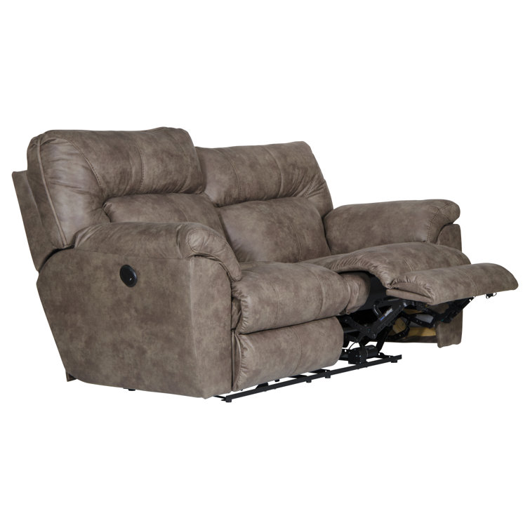 70" Brown Faux Leather Power Reclining Loveseat