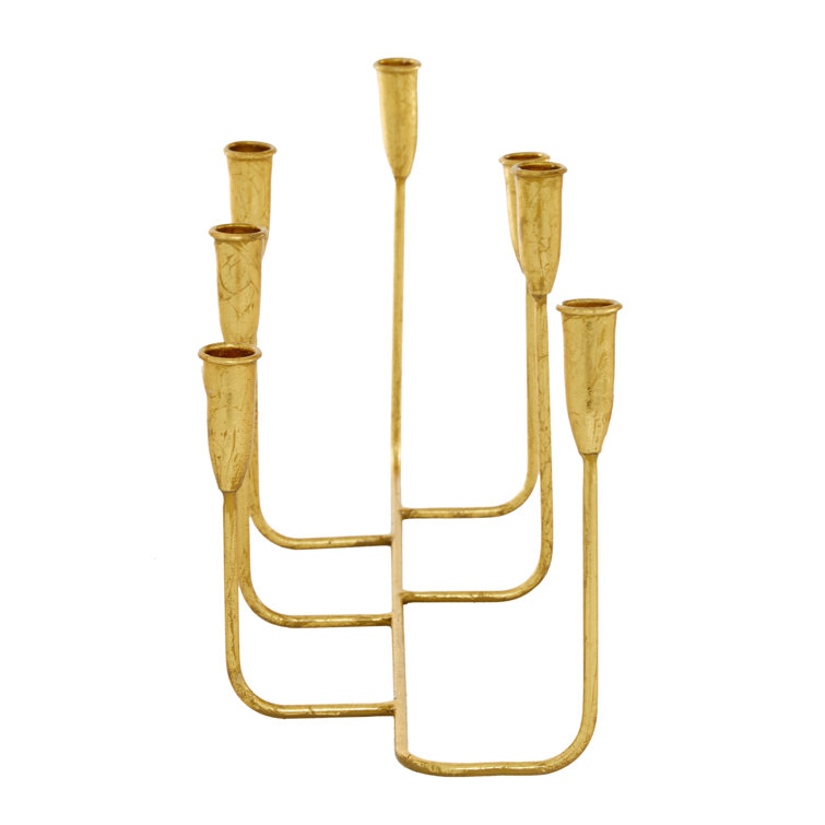 Gold Metal 7-Taper Tabletop Candelabra