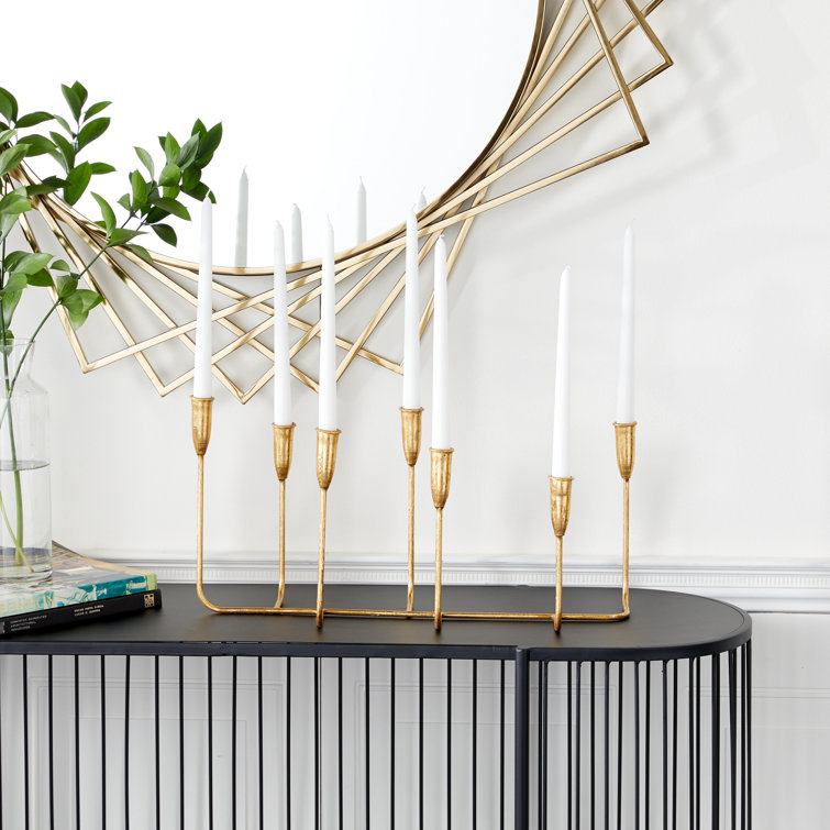 Gold Metal 7-Taper Tabletop Candelabra