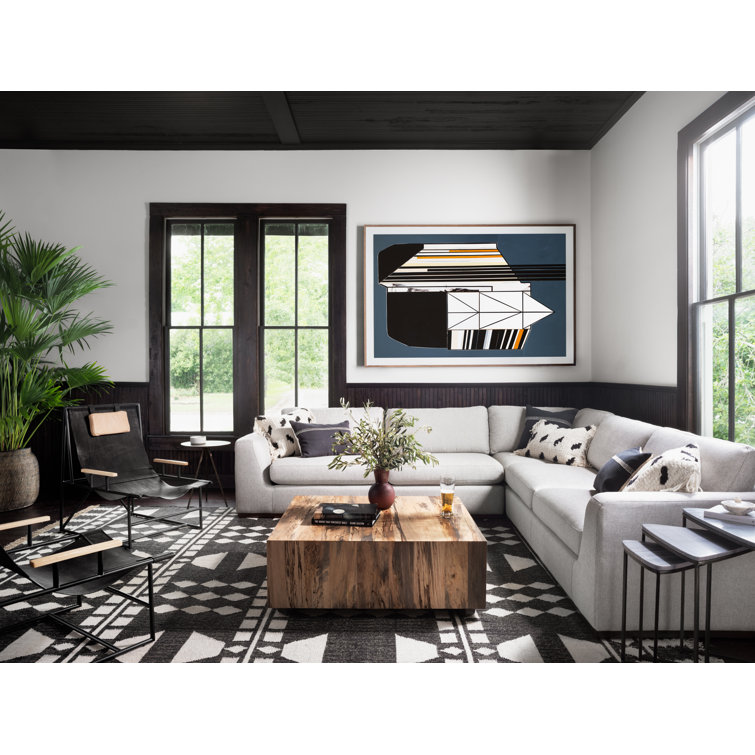 Aldred Silver Contemporary 120" Flared Arm Sectional Sofa