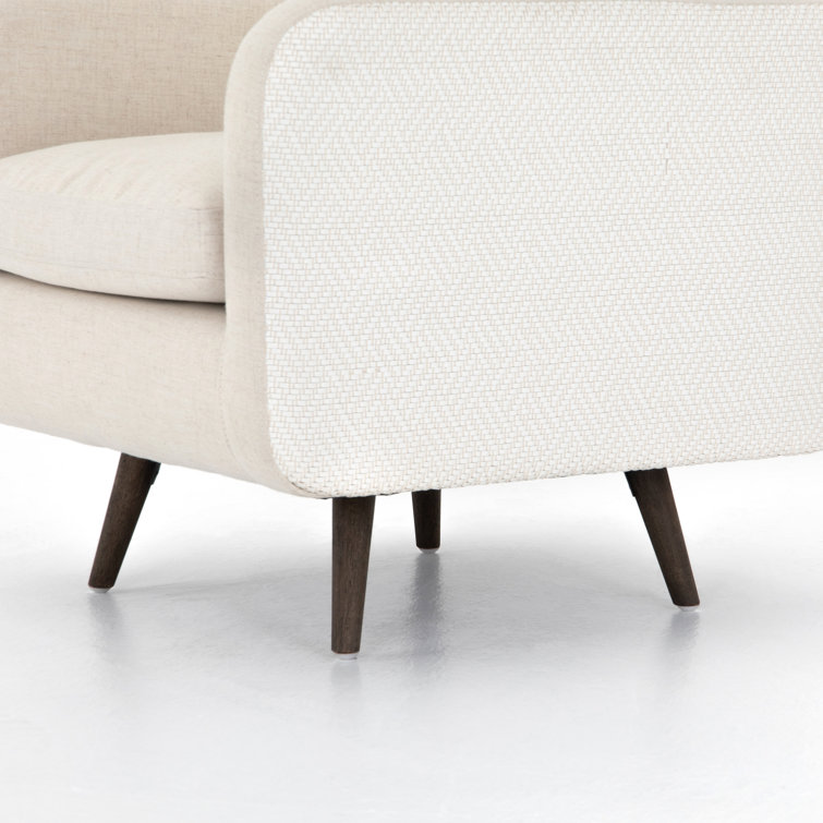 Savile Flax Cream Leather Swivel Accent Chair with Tapered Legs