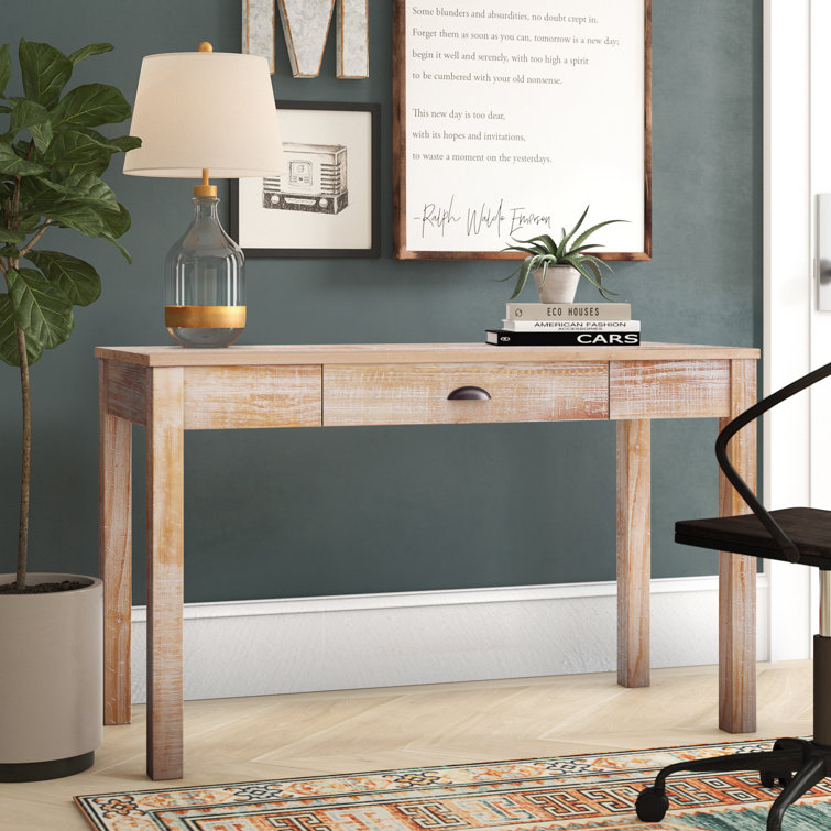 Montauk Driftwood Solid Pine Wood Desk with Drawer