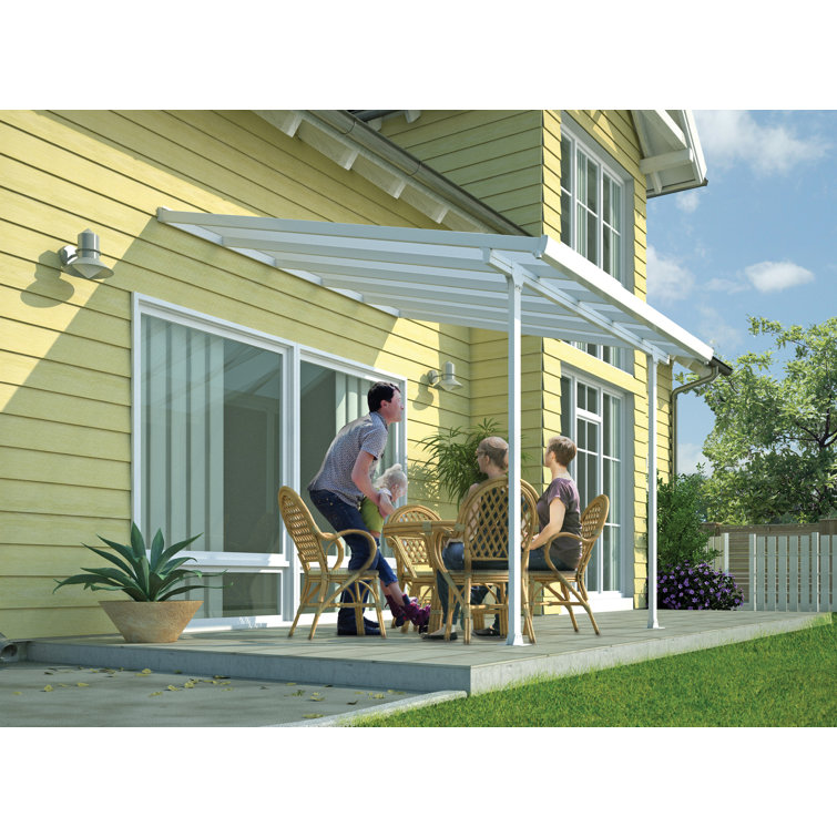 White Aluminum and Polycarbonate Patio Cover Awning, 120" x 204"