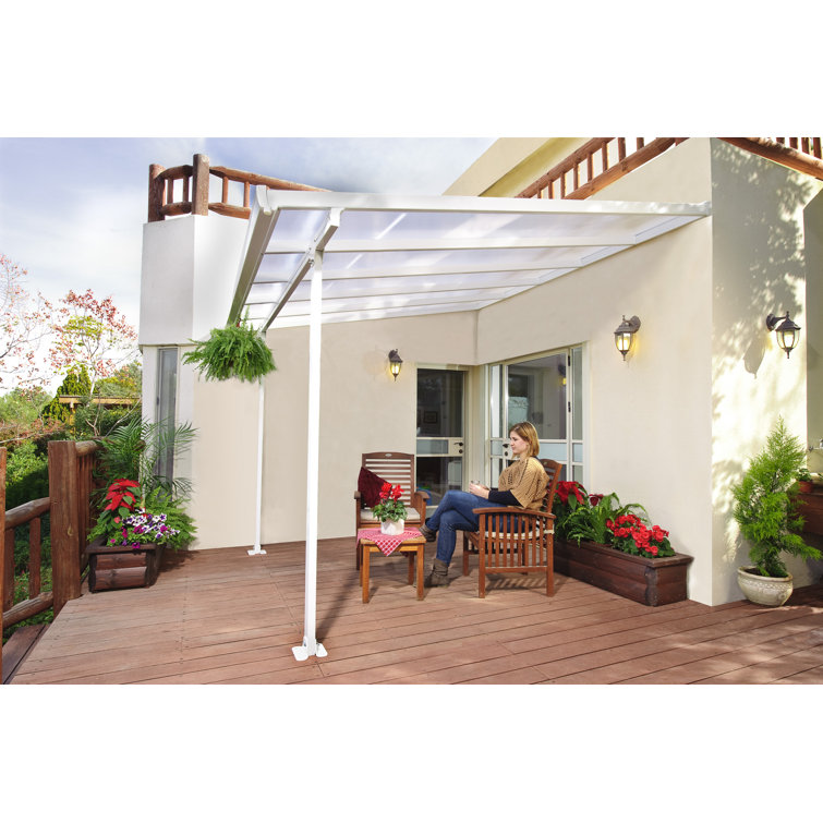 White Aluminum and Polycarbonate Patio Cover Awning, 120" x 204"