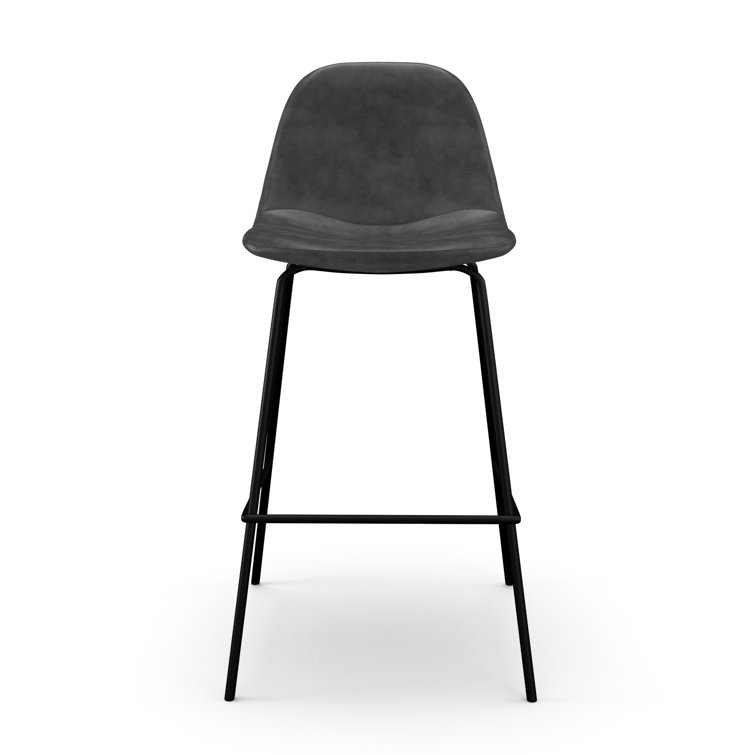 Maxine Vintage Black Metal Frame Vegan Leather Counter Stool