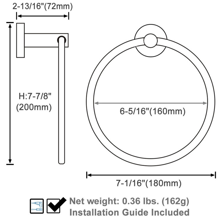 Brushed Brass Circular Wall Mounted Towel Ring