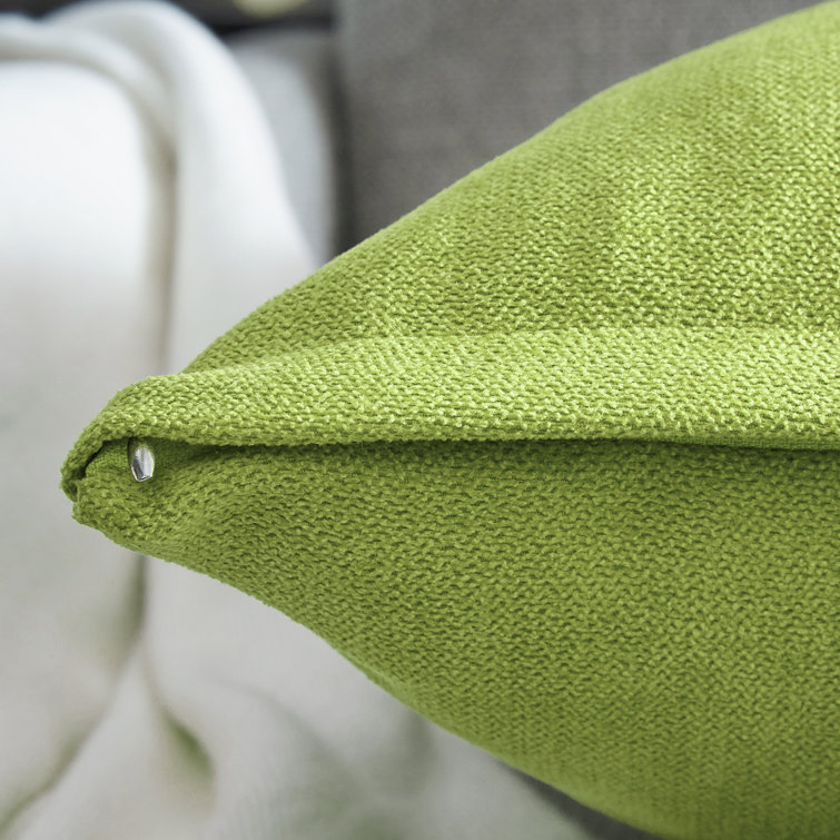 Olive Green Chenille Square Pillow Covers, Set of 2