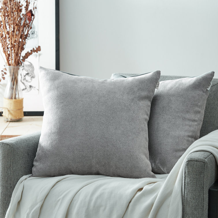 Gray Chenille 20" x 20" Square Pillow Covers Set of 2