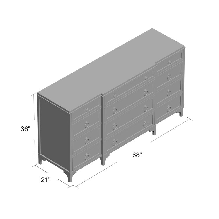 Sandstone Coastal Light Wood 68'' Dresser with Soft Close Drawers
